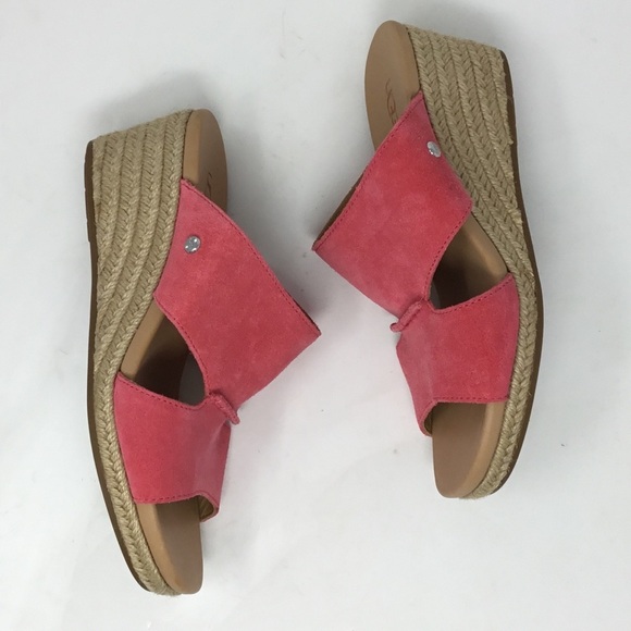 UGG Pink Eirene Slip On Espadrille Wedge Sandal - Picture 8 of 11